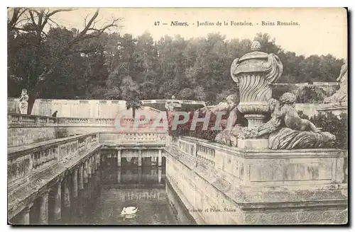 Ansichtskarte AK Nimes Jardin de la Fontaine Bains Romains