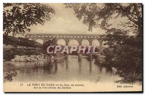 Cartes postales Le Pont du Gard vu de face en amont sur la rive droite du Gardon