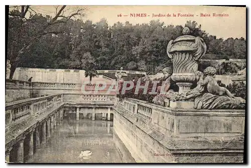 Cartes postales Nimes Jardins de la Fontaine Bains Romains