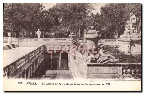 Cartes postales Nimes Le Jardin de la fontaine et les Bains Romains