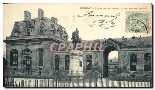 Cartes postales Chantilly Statue du Duc d'Aumale les grandes Ecuries