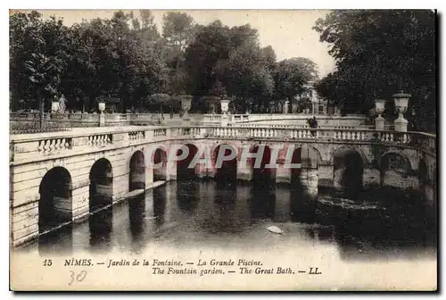 Cartes postales Nimes Jardin de la Fontaine la Grande Piscine