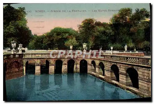 Ansichtskarte AK Nimes Jardin de la Fontaine Les Bains Romaines