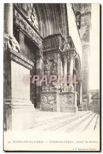 Cartes postales St Gilles du Gard Portail de L'Eglise detail de droite