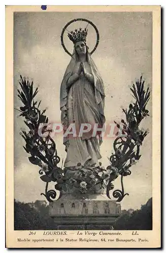 Cartes postales Lourdes La Vierge Couronnee Modele appartenant a la Statue Religieuse