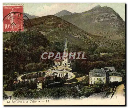 Ansichtskarte AK Lourdes La Basilique et le Calvaire