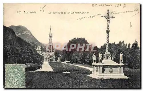 Ansichtskarte AK Lourdes La Basilique et le Calvaire Breton