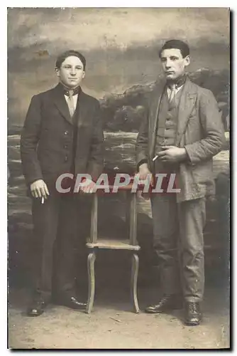 CARTE PHOTO Hommes Cigarette Tabac