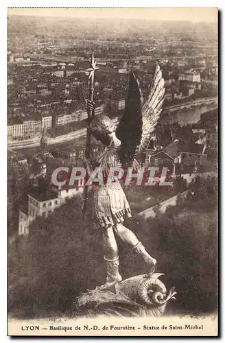 Cartes postales Lyon Basilique de N D de Fourviere Statue de Saint Michel