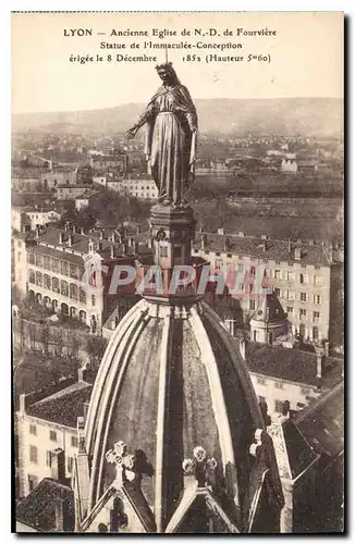 Cartes postales Lyon Ancienne eglise de N D de Fourviere Statue de l'Imaculee Conception