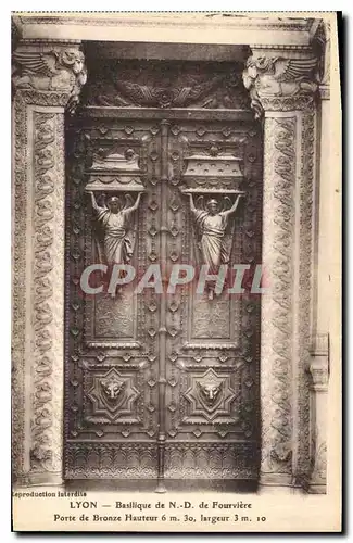 Cartes postales Lyon Basilique de N D de Fourviere Porte de bronze