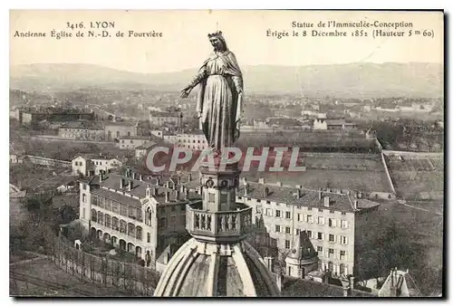 Cartes postales Lyon Ancienne Eglise de N D de Fourviere Statue de l'Immaculee Conception