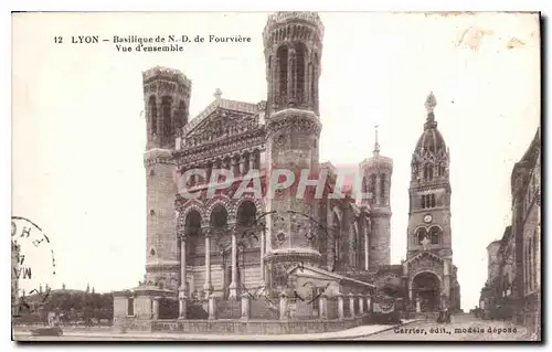 Cartes postales Lyon Basilique de N D de Fourviere Vue d'ensemble