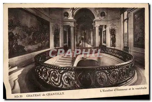 Cartes postales Chateau de Chantilly d'Honneur et le vestibule