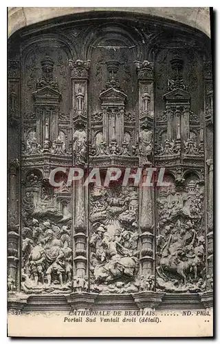 Cartes postales Cathedrale de Beauvais Portail Sud Vantail droit detail