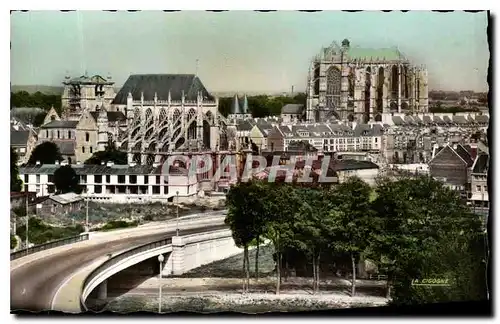 Ansichtskarte AK Beauvais Oise Le Pont de Paris l'Eglise St Etienne et la Cathedrale St Pierre