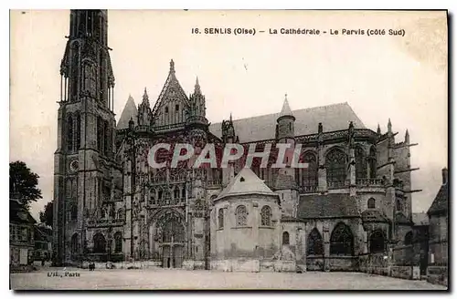 Ansichtskarte AK Senlis Oise La Cathedrale Le Parvis Cote Sud