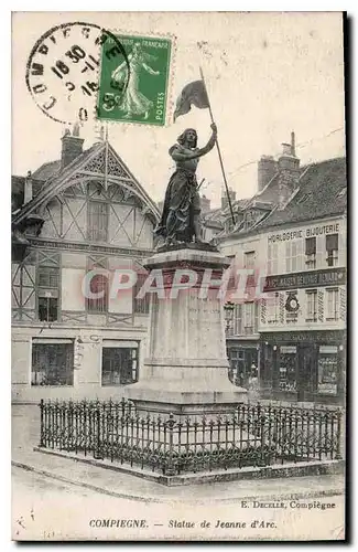 Cartes postales Compiegne Statue de Jeanne d'Arc Horlogerie Bijouterie Maison Beauvais Renard