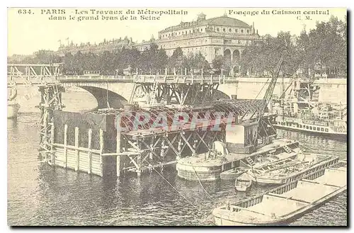 REPRO Paris Les Travaux du Metropolitain dans le grand bras de la Seine