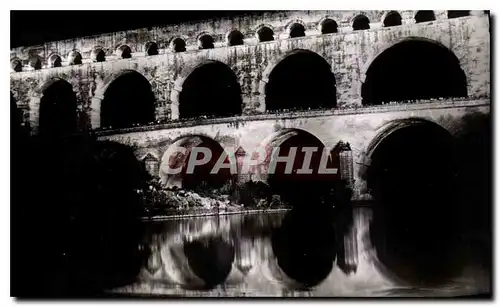 Cartes postales Nimes Gard  Le Pont du Gard la nuit