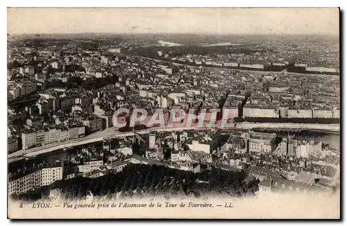 Cartes postales Lyon Vue generale prise de l'Ascenseur de la Tour de Fourviere