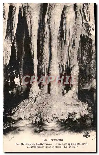 Cartes postales Les Pyrenees Grottes de Betharram Phenomene de stalactite et stalagnite suspendues Le Miroir