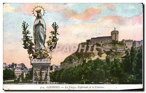 Cartes postales Lourdes La Vierge Esplanade et le Chateau