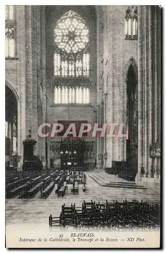 Cartes postales Beauvais Interieur de la Cathedrale le Transept et la Rosace