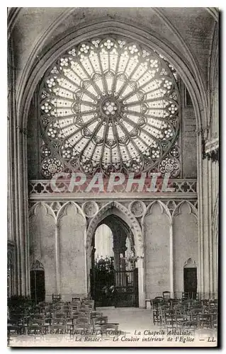 Cartes postales Saint Germer de Fin Oise La Chapelle Abbatiale La rosace Le couloir interieur de l'eglise