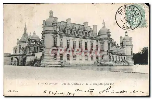 Cartes postales Chantilly vue du Chateau et de la Chapelle cote est