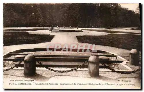 Ansichtskarte AK Foret de Compiegne Clairiere de l'Armistice Emplacement du Wagon des Plenipotentiaires Allemands