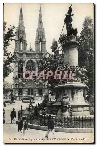 Cartes postales Marseille Eglise des Reformes et Monument des Mobiles