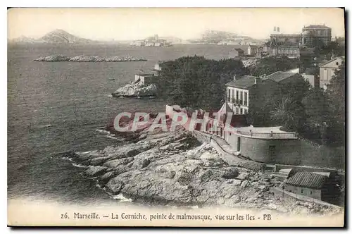 Ansichtskarte AK Marseille la Corniche Pointe de Malmousque vue sur les Iles