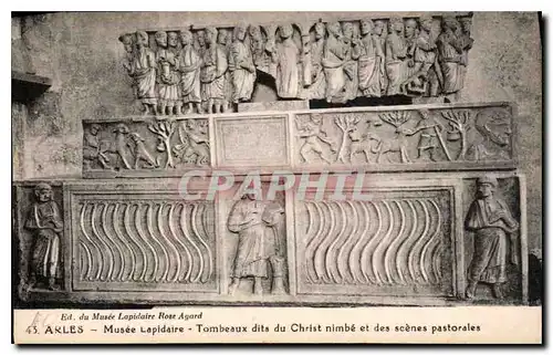 Cartes postales Arles Musee Lapidaire Tombeaux dits du Christ nimbe et des scenes pastorales