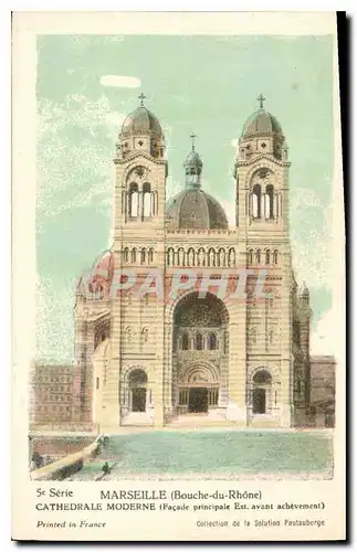 Cartes postales Marseille Bouche du Rhone Cathedrale Moderne Facade Principale Est avant achevement