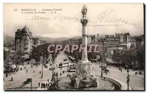 Ansichtskarte AK Marseille Fontaine Cantini et Avenue du Prado