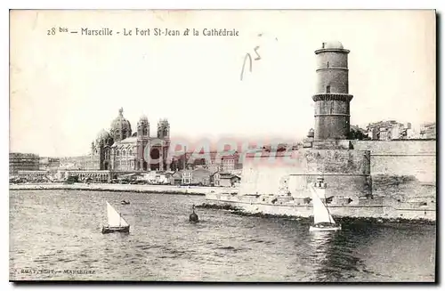 Cartes postales Marseille le Fort St Jean et la Cathedrale