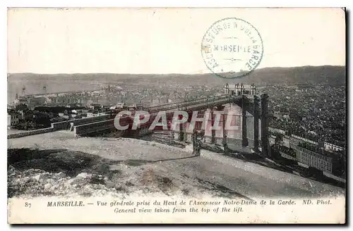 Ansichtskarte AK Marseille vue generale prise du Haut de l'Ascenseur Notre Dame de la Garde