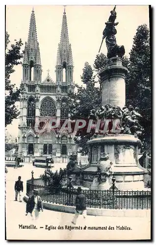 Cartes postales Marseille Eglise des reformes et Monument des Mobiles