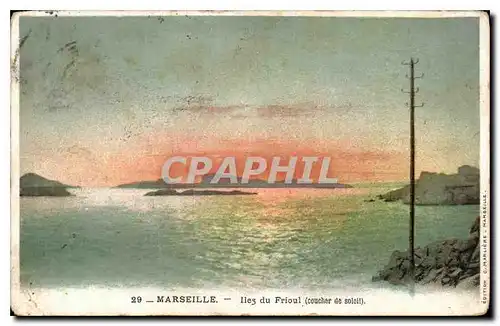 Cartes postales Marseille Iles du Frioul Coucher de Soleil