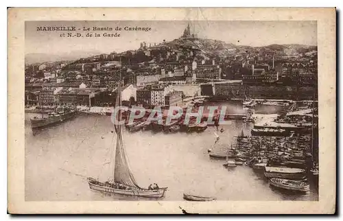 Cartes postales Marseille la Bassin de Carenage et N D de la Garde Bateaux