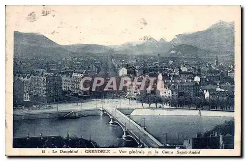 Cartes postales Le Dauphine Grenoble vue generale et le Cours Saint Andre