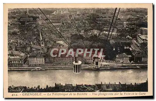 Ansichtskarte AK Grenoble le Teleferique de la Bastille vue Plongeante sur la Ville et la Gare