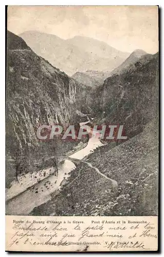 Cartes postales Route du Bourg d'Oisans a la Grave Pont d'Auris et la Romanche