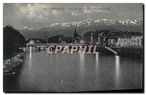 Ansichtskarte AK Grenoble vue de nuit et la Chaine des Alpes