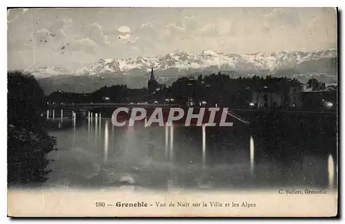 Cartes postales Grenoble vue de Nuit sur la Ville et les Alpes