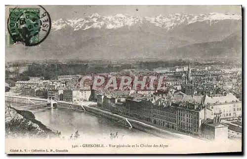 Cartes postales Grenoble vue generale et la Chaine des Alpes