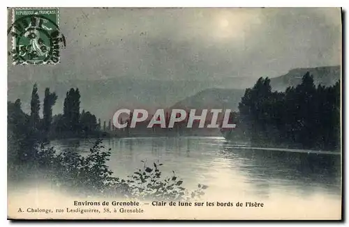 Cartes postales Environs de Grenoble Clair de lune sur les bords de l'Isere