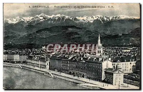 Cartes postales Grenoble vue generale et la Chaine des Alpes