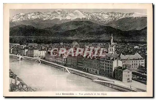 Cartes postales Grenoble vue generale et les Alpes